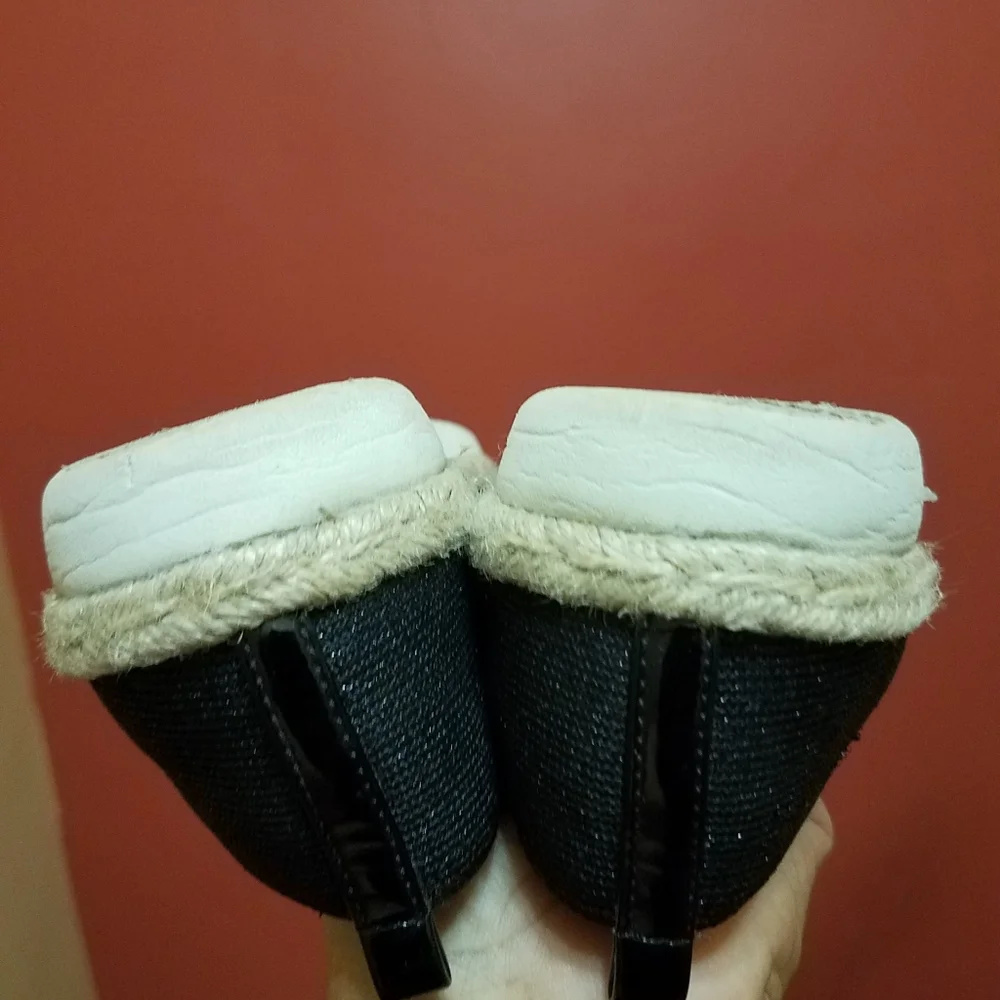 E Collection Black Patent Leather Espadrille Women's Size 8.5W